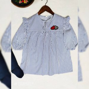 تونیک دخترانه نخی (راه راه آبی)
