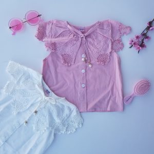 شومیز دخترانه حلقه ای یقه دانتل