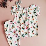 خرید اینترنتی ست بلوز و شلوار برمودا دخترانه نخی خرگوشی سفید