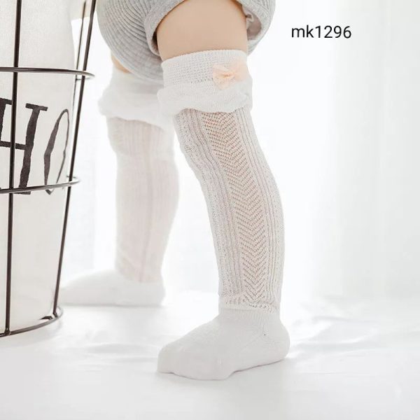 جوراب دخترانه ساق بلندپاپیونی نوزادی