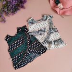 تاپ دخترانه گلدار سفید و مشکی