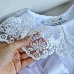 شومیز سفید دخترانه یقه گیپور