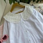 شومیز سفید دخترانه یقه گیپور