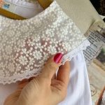 شومیز سفید دخترانه یقه گیپور