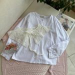 شومیز سفید دخترانه یقه گیپور